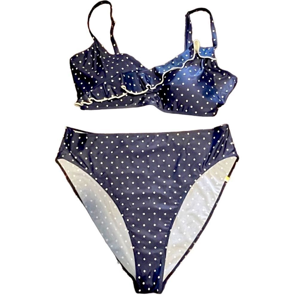 Summersalt- Women’s The Ruffle Marina Bikini Navy and White Dot Plus Size 20/22